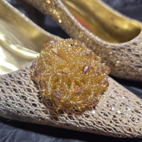 VTG EY Gold Kitten Heels - Picture 2 of 6